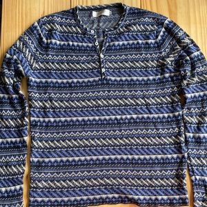 Patterned Long Sleeve Henley